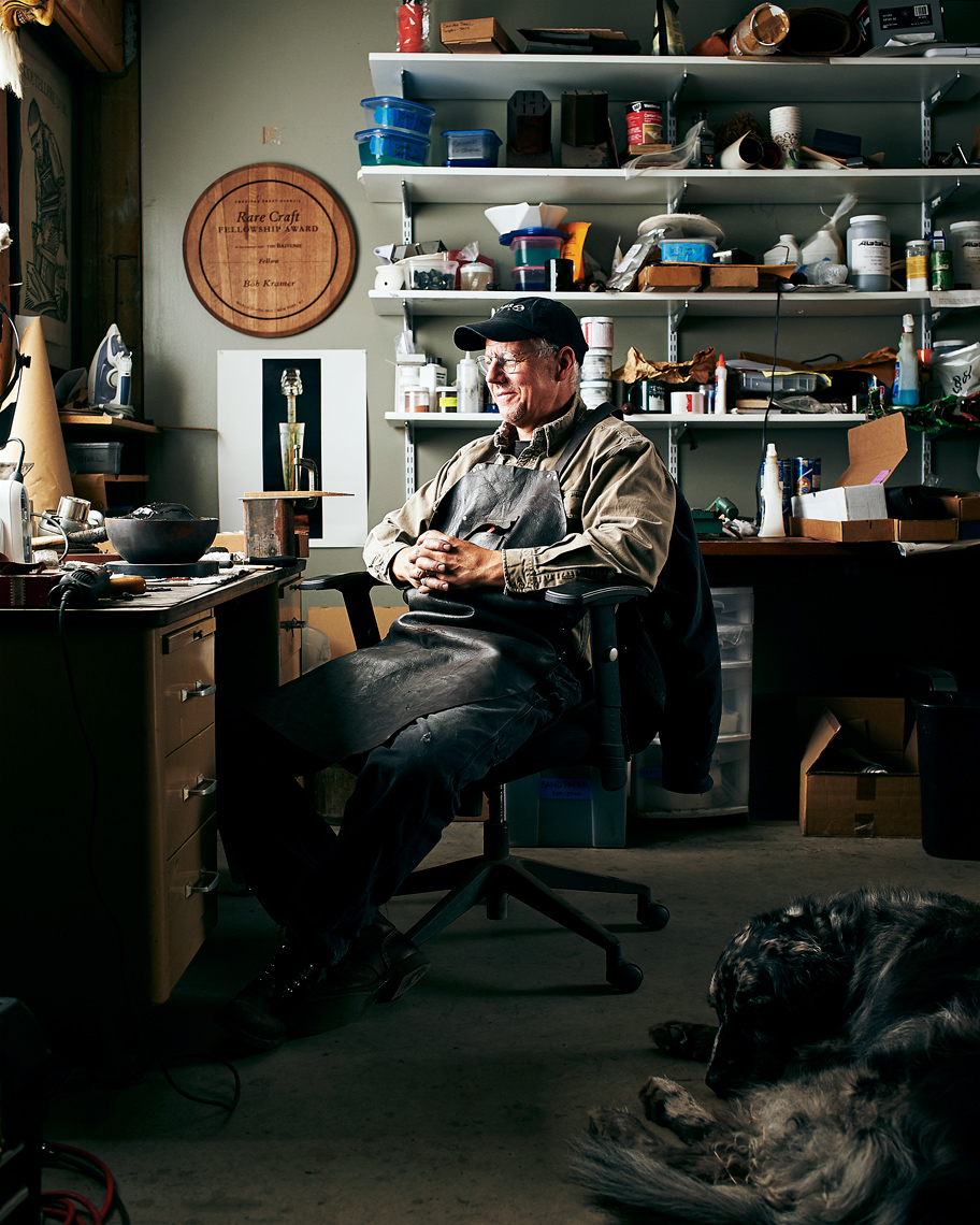 Portrait Photographer Amos Morgan Captures Bob Kramer at his desk