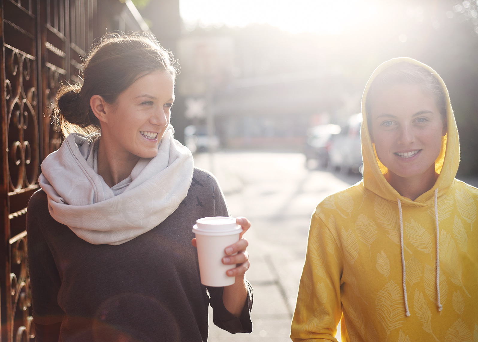 Seattle lifestyle shoot early morning walk with coffee