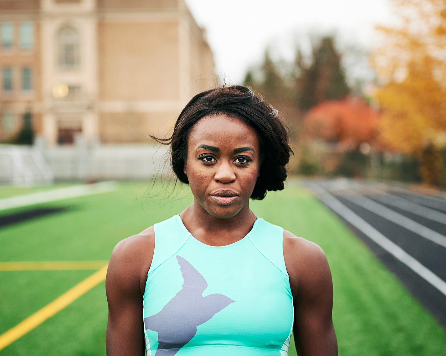 Collegiate runner in a candid portrait