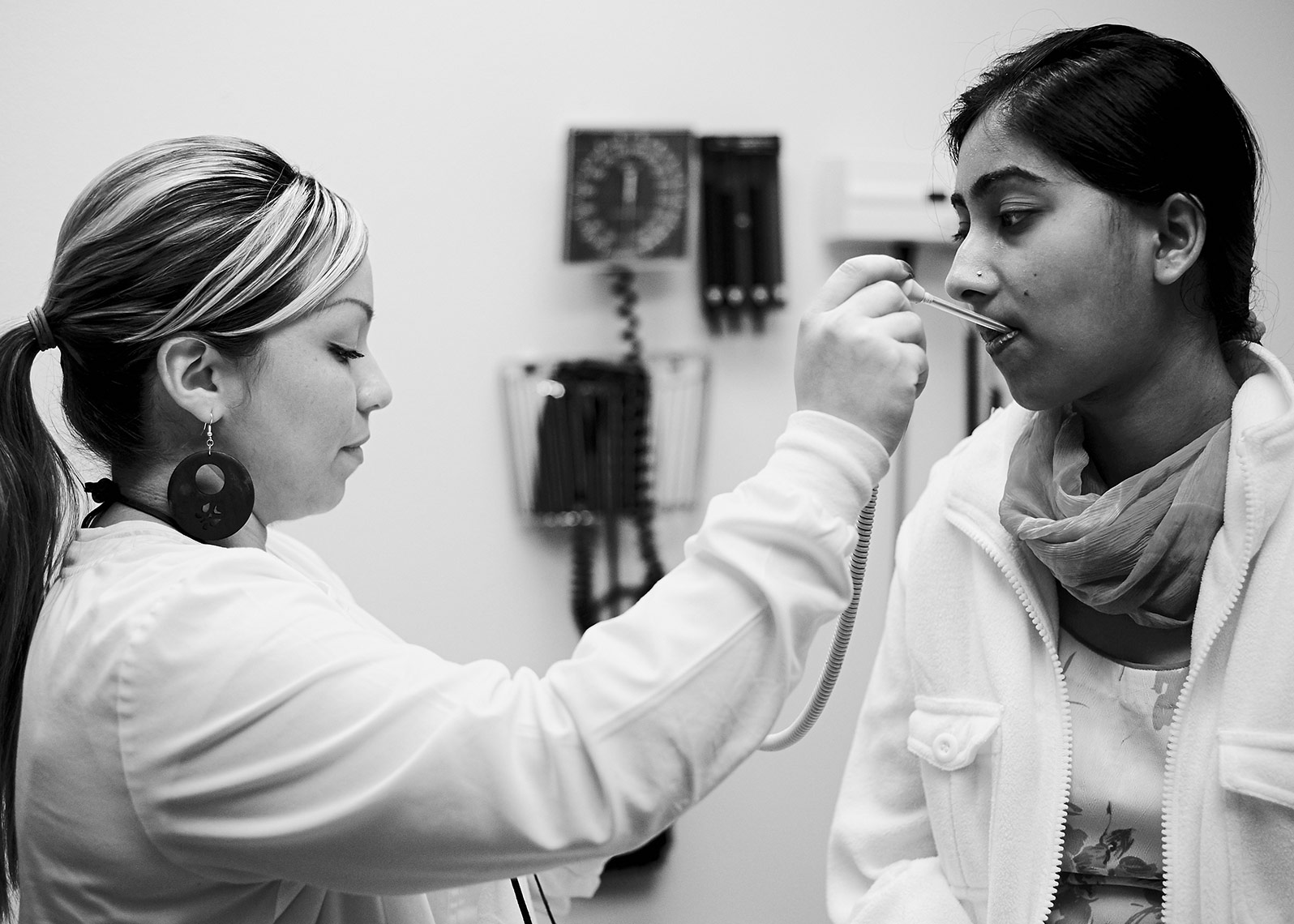 Healthcare worker and patient 