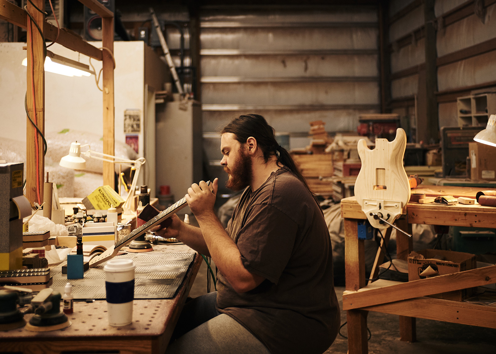 Craftsman at work at USA Custom Guitars