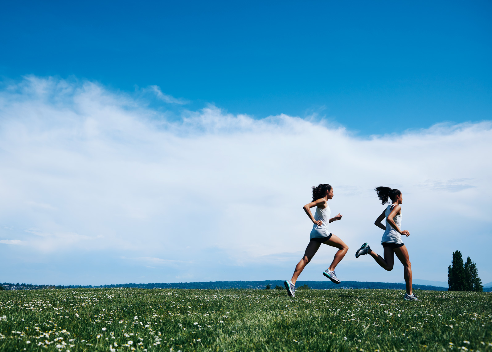 Runners in advertising campaign photoshoot