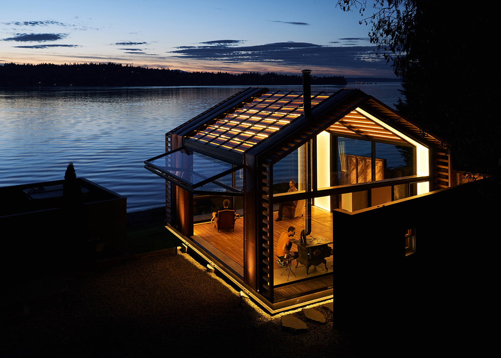 Outdoor/indoor living space The Garage is captured by commercial photographer Amos Morgan 