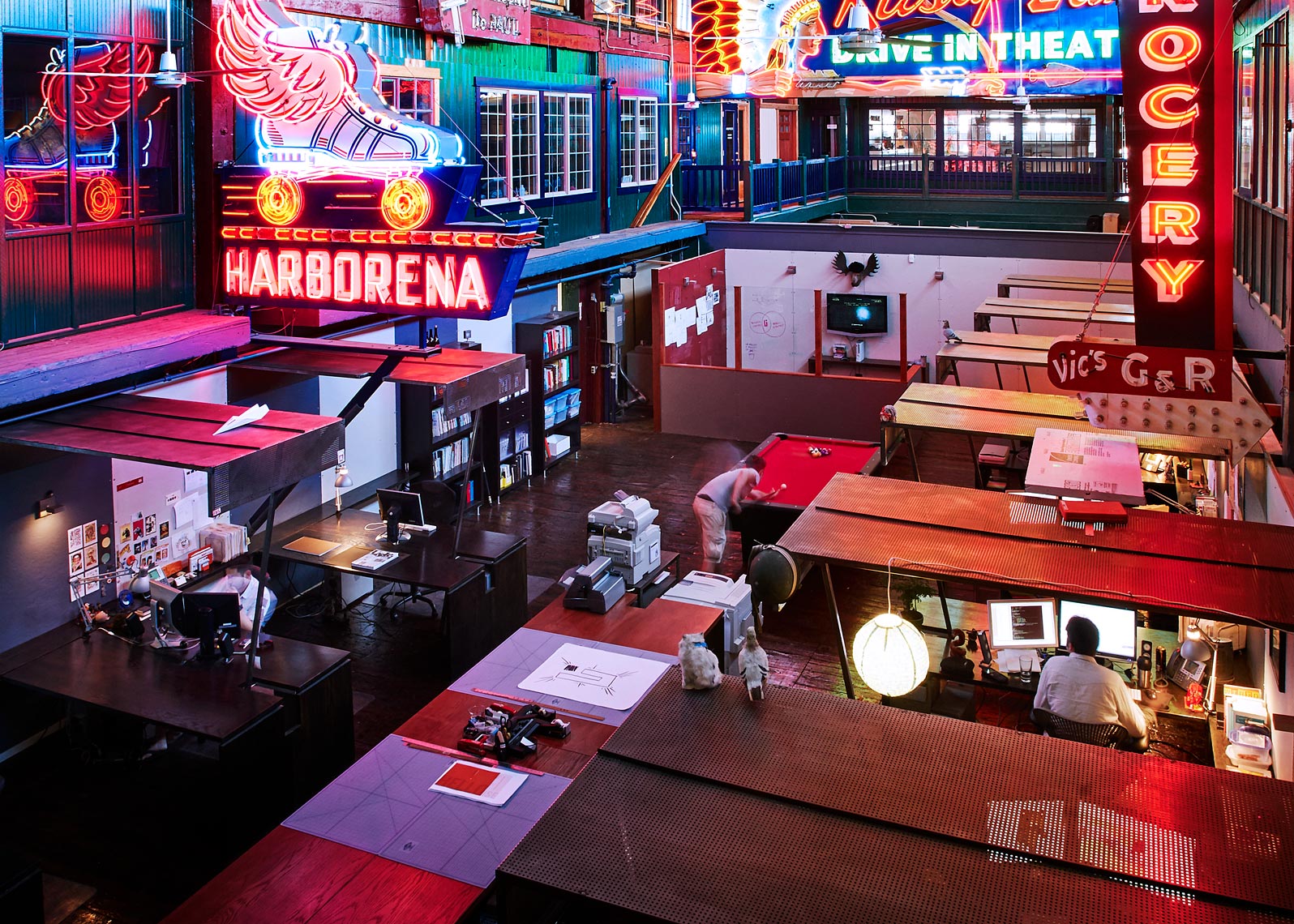 Neon office space 