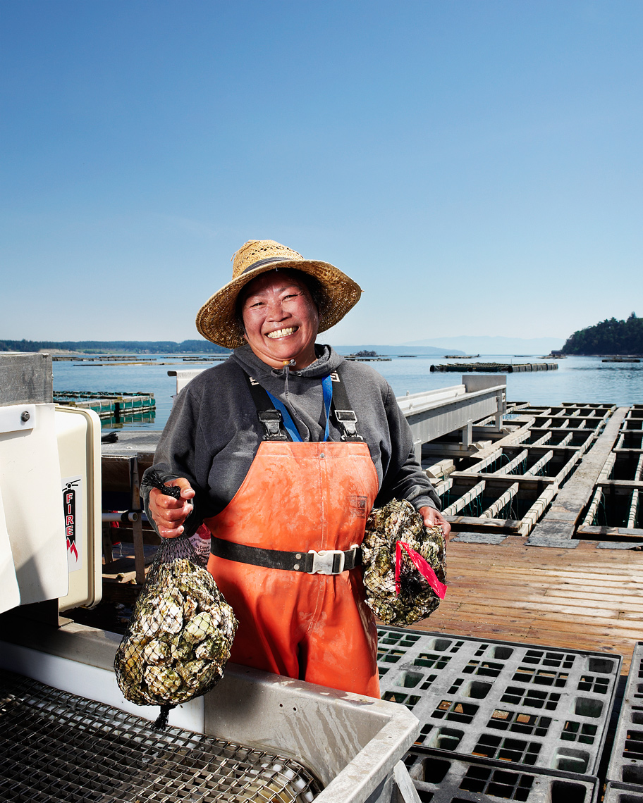 Oyster processor on Puget Sound portrait
