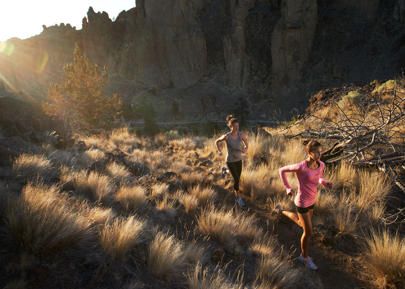 Runners captured near Smith Rock in Bend Oregon for a photoshoot